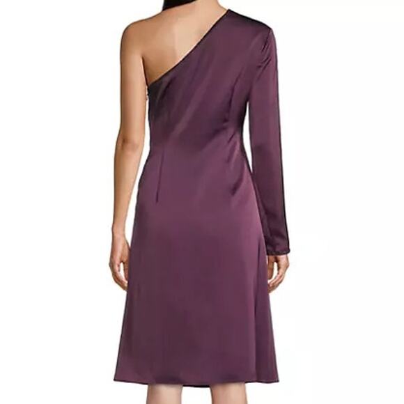 Aidan Mattox Rich Shiraz One-Shoulder Knotted Midi-Dress Size 6 - Picture 9 of 12